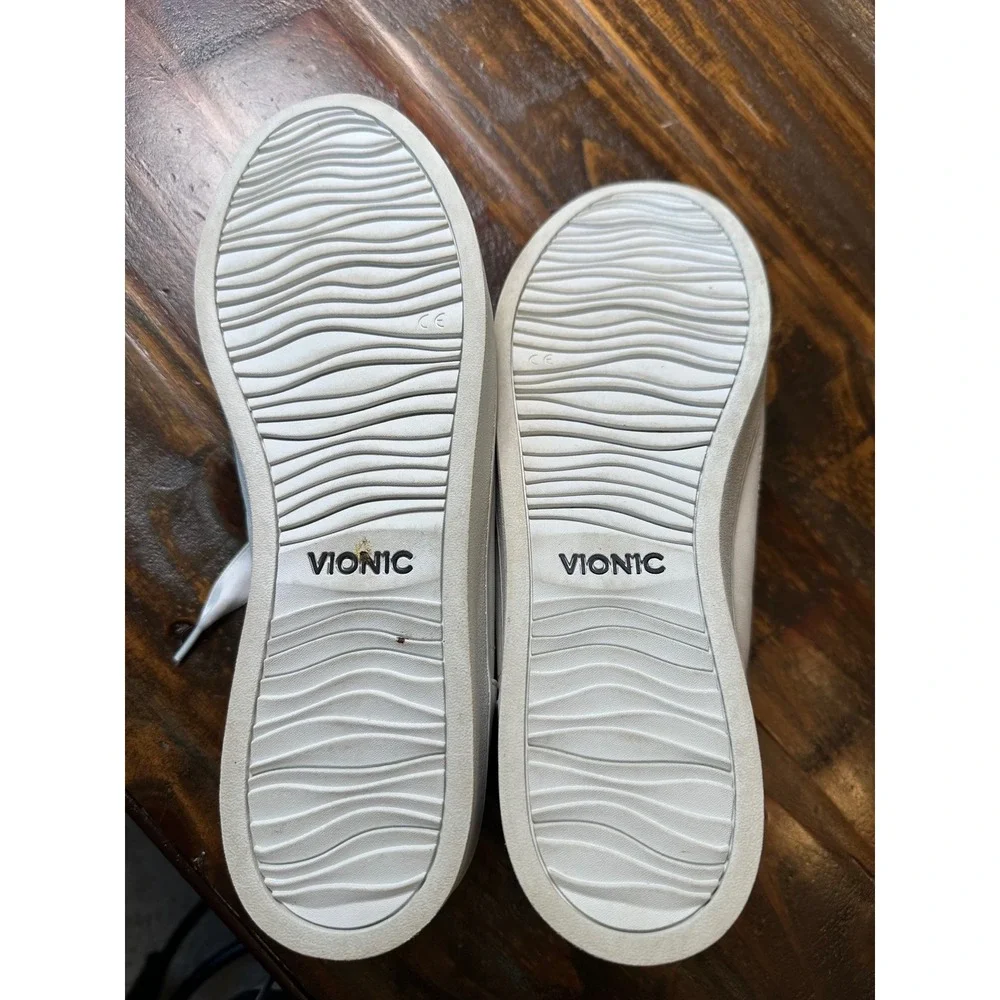 Vionic Keke White Leather Ribbon Lace Up Sneakers TVW5371 Women's Size 11 Shes